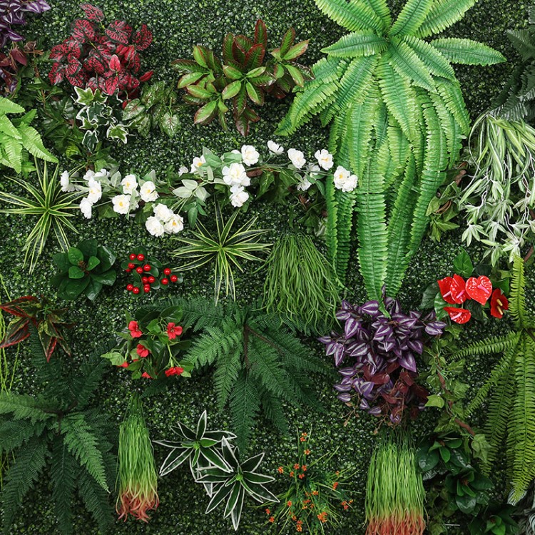 仿真蕨類波斯草植物草坪背景墻裝飾配材假花萬年青綠蘿葉吊蘭紅掌