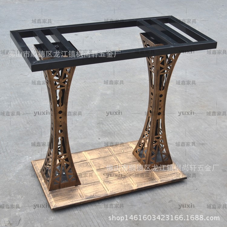 新款古銅鐵塔臺腳 咖啡廳餐桌鐵架 復(fù)合桌腳 雙人西餐桌腳 FH-23A