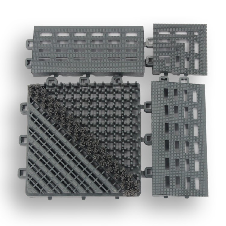 三合一模塊鏤空防塵刮泥地墊拼裝防滑地墊，浴室商場店鋪專用