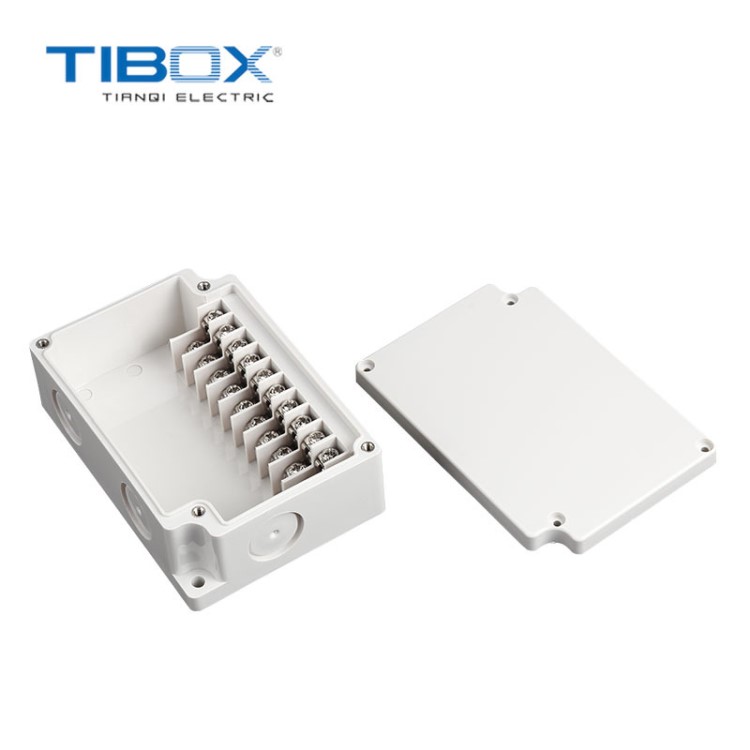 TIBOX带敲落孔端子110*75*40户外防水接线盒 ABS塑料盒 IP66