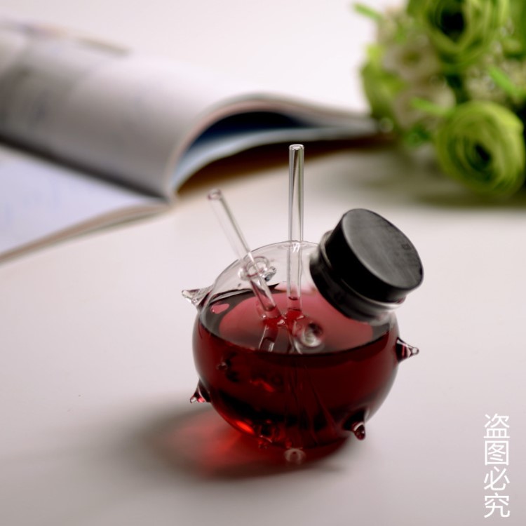 圓形雞尾酒杯現(xiàn)代簡約創(chuàng)意臺面吸管小花瓶玻璃透明水培植物花瓶