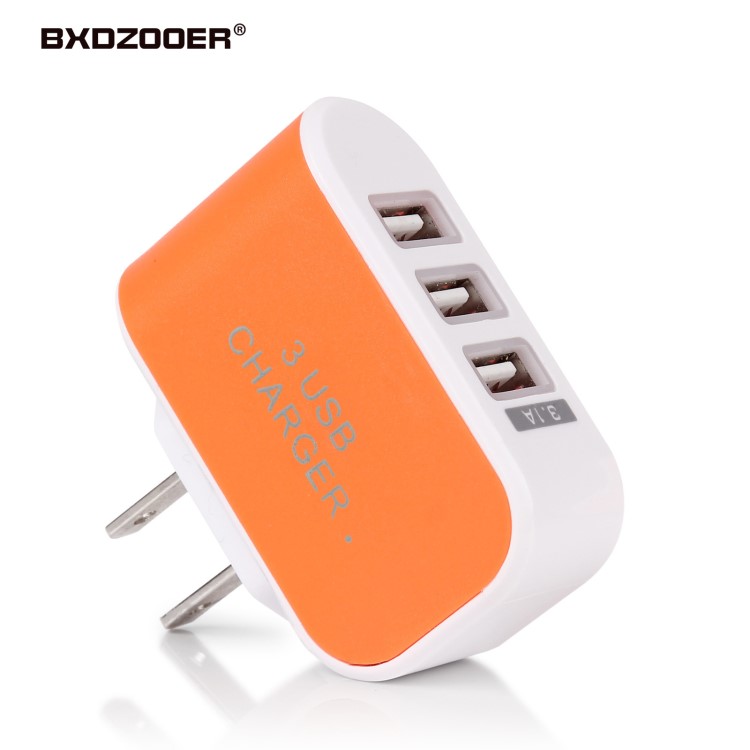 BXDZOOER U型3USB充電器 彩色發(fā)光充電器 智能手機(jī)通用充電頭