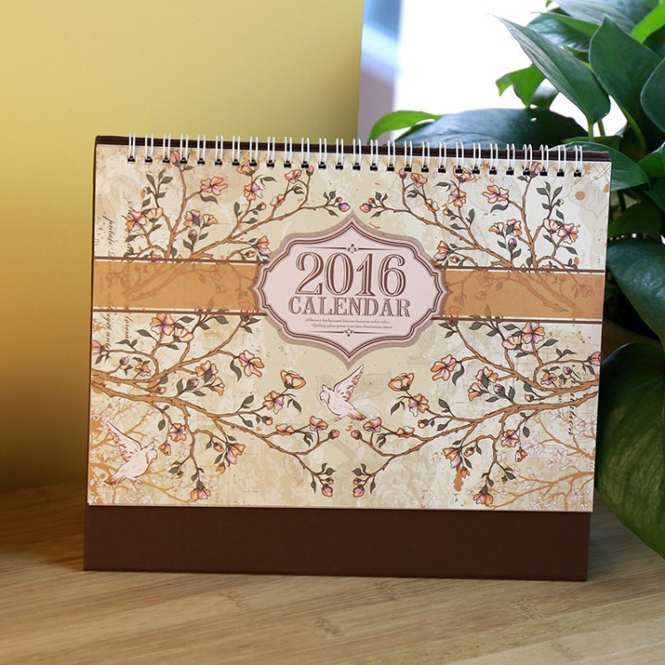 廠家來樣定做創意diy卡通兒童 歐式花園出口韓國英文臺歷個性掛歷