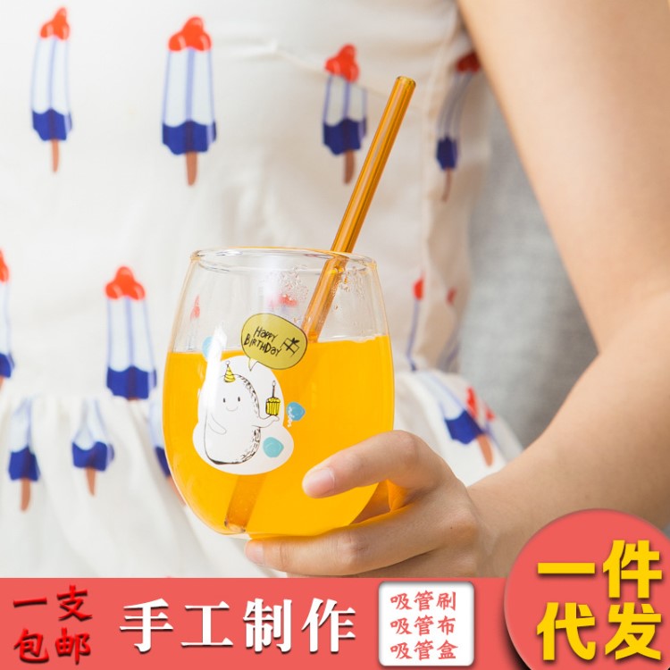 吸管護(hù)唇玻璃吸管耐熱彩色玻璃吸管果汁飲料低碳生活玻璃吸管廠家