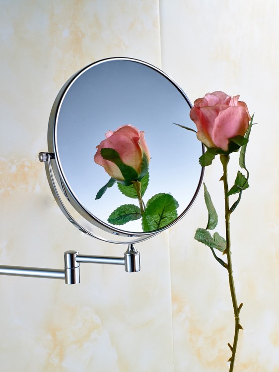 免打孔化妝鏡不銹鋼雙面鏡放大可折疊推拉伸縮浴室梳妝鏡廠家直銷