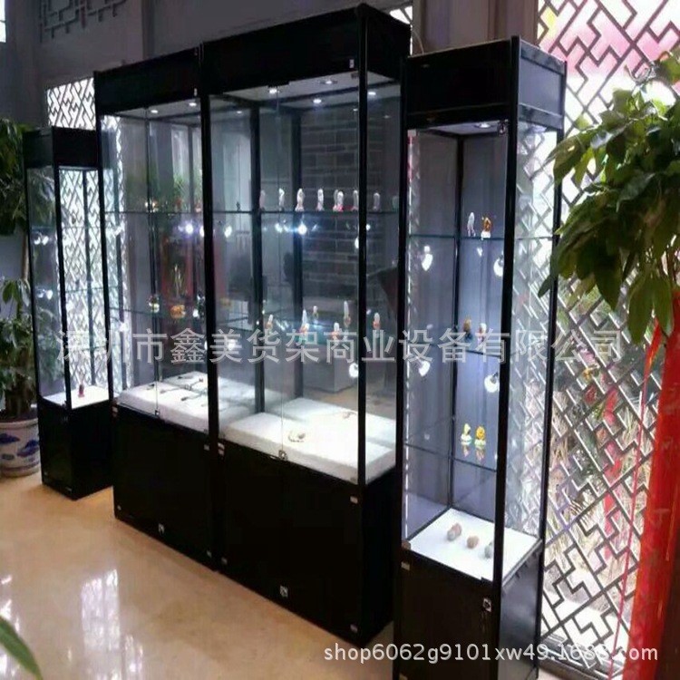 L型鈦合金展示柜 電腦配件 煙酒禮品玩具模型展柜廠家定做