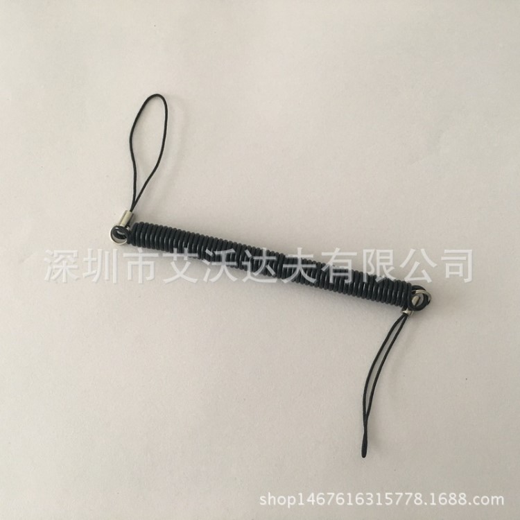 廠家批發(fā) 100mm黑色塑料彈簧繩 男女式通用鑰匙扣 五金配件