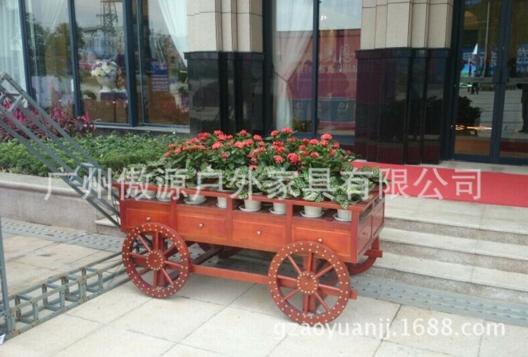 戶外流動木制花車 花草種植車 廣場售樓部移動花車 廠家直銷