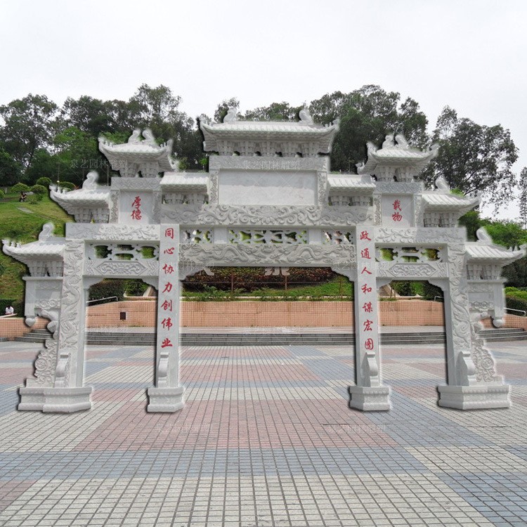 石雕牌樓廠家 花崗巖大理石牌坊 廣場景區(qū)大型標(biāo)志性建筑雕塑