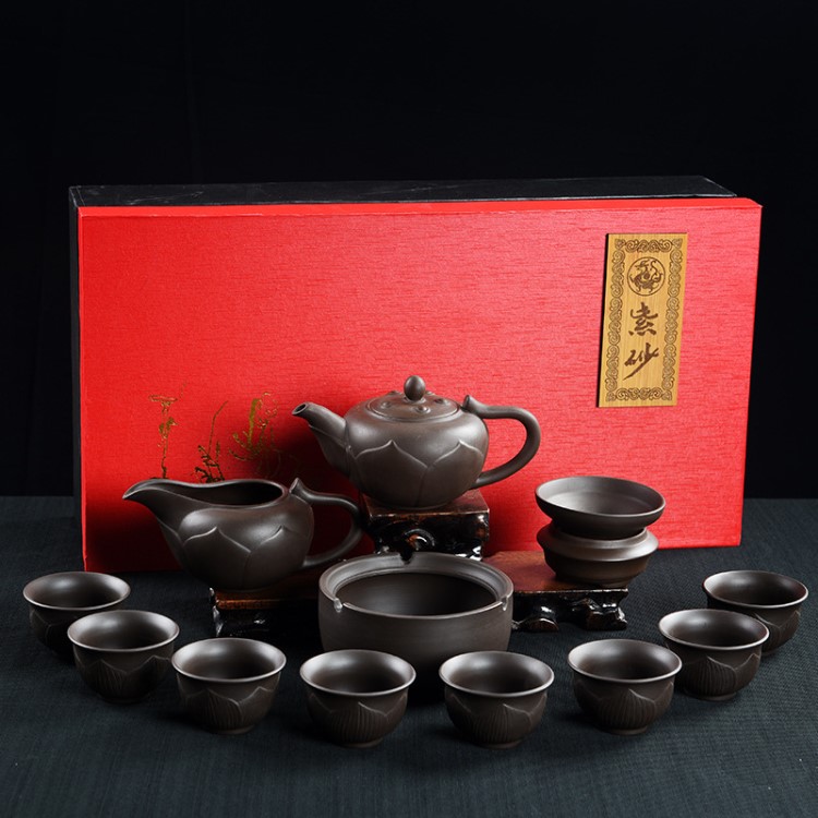 宜興紫砂壺蓋碗功夫茶具套裝國(guó)慶中秋禮品商務(wù)廣告禮盒可定制LOGO