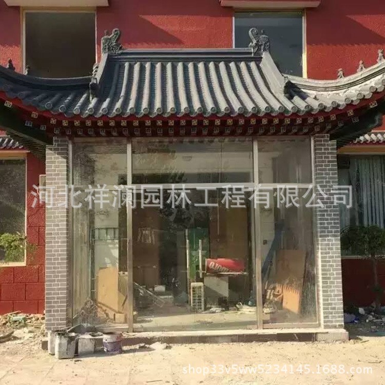 仿古建筑中式仿古門頭門柱裝飾 小青瓦裝飾青瓦仿古屋頂門頭瓦