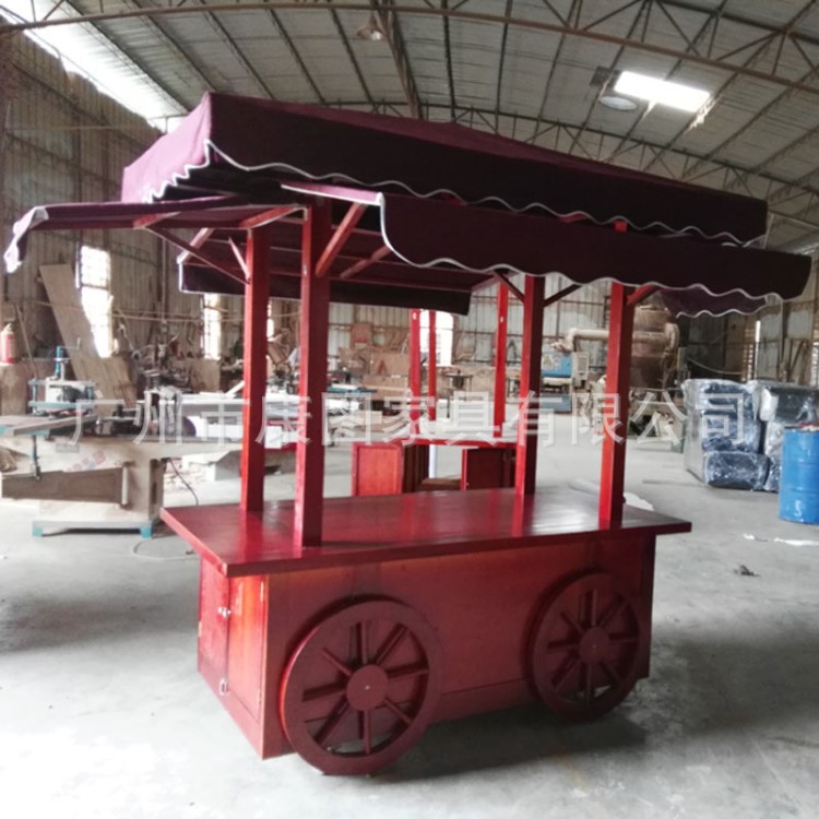 公園移動(dòng)手推車 景區(qū)木質(zhì)售賣亭商業(yè)街?jǐn)偽卉?廣場(chǎng)戶外售貨車