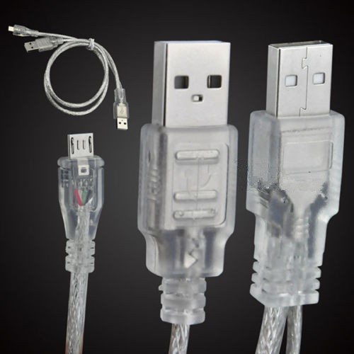 micro usb轉(zhuǎn)usb 2.0帶輔助供電接移動硬盤Y型雙頭USB數(shù)據(jù)線充電線