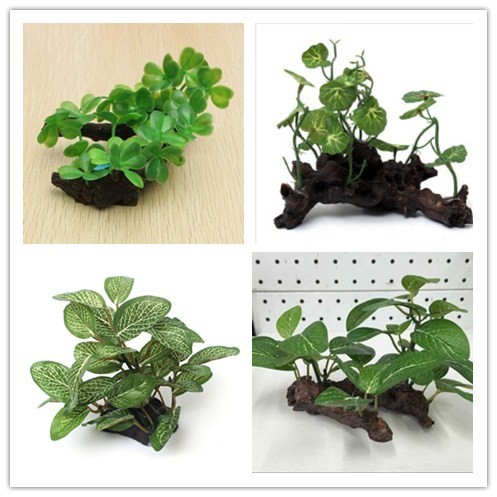 外貿(mào) 仿真水草/龜缸布景植物/水族箱魚(yú)缸造景裝飾品樹(shù)脂沉木