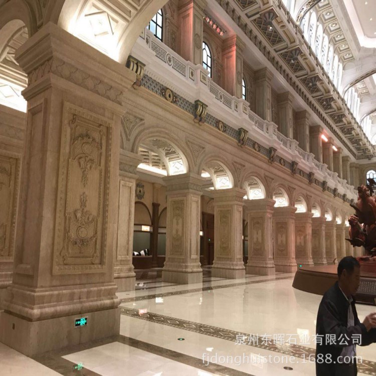 米黃洞石天然米黃大理石可加工訂制柱皮雕刻板背景墻面地面