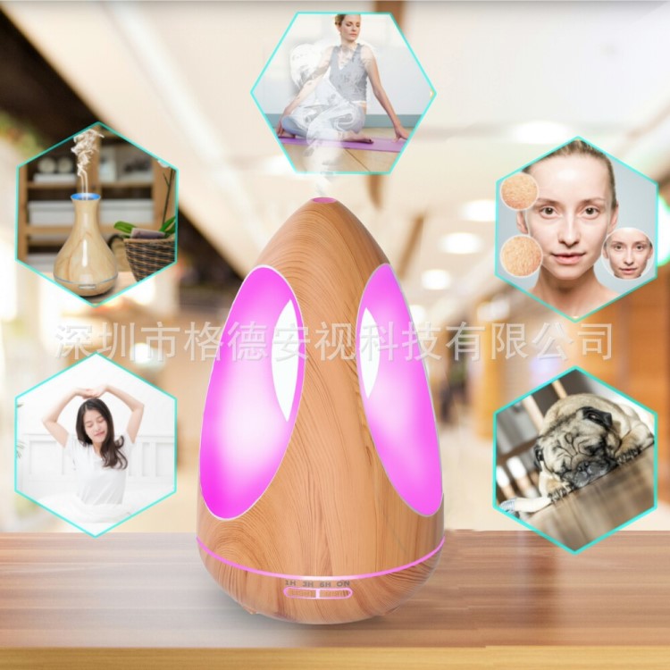 爆款超聲波香薰加濕器 擴香機 七彩 木紋 香薰加濕器 diffuser