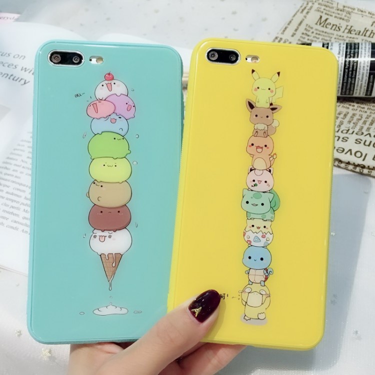 蘋果7 十二生肖神奇寶貝iphoneX冰淇淋疊羅漢高鋁鋼化防爆玻璃殼