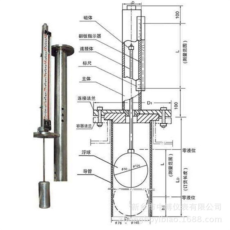 頂裝磁翻板磁性液位計(jì)浮球液位計(jì)