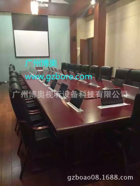 升降电脑会议桌，升降显示屏会议桌，升降显示器电脑桌