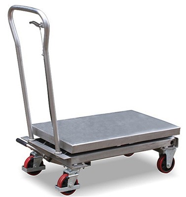 供应 不锈钢手推平台车车载式升降平台车 液压升降不锈钢板车