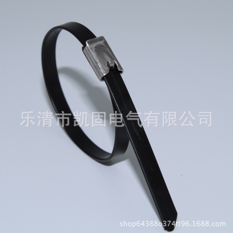 凱固廠家批發(fā)自鎖式包塑粘塑不銹鋼金屬扎帶 扎帶工具 長度可定做