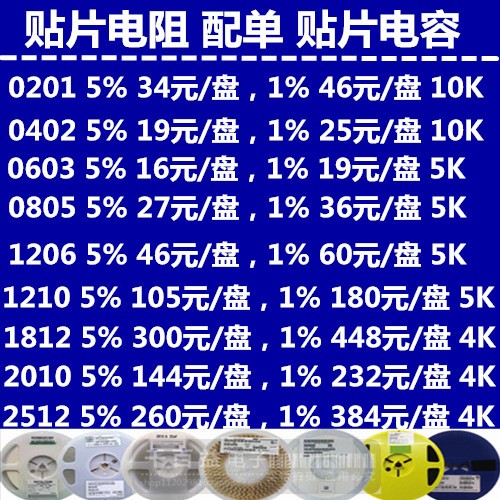 貼片電阻 0201 0402 0603 0805 1206 1210 2010 精密電阻 千分之