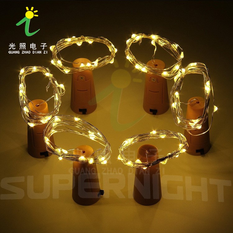 led外露燈串LED酒瓶塞燈串led紐扣圣誕節日燈電池盒瓶塞造型燈串