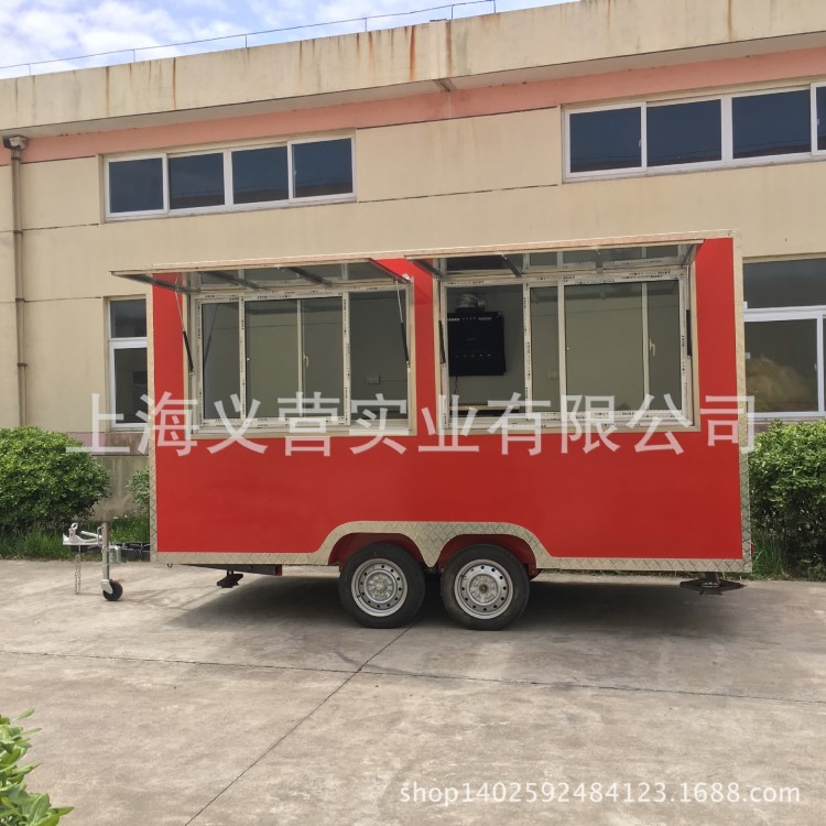 生產(chǎn)出口雙輪牽引早餐車 食品拖車 咖啡飲料車可定做