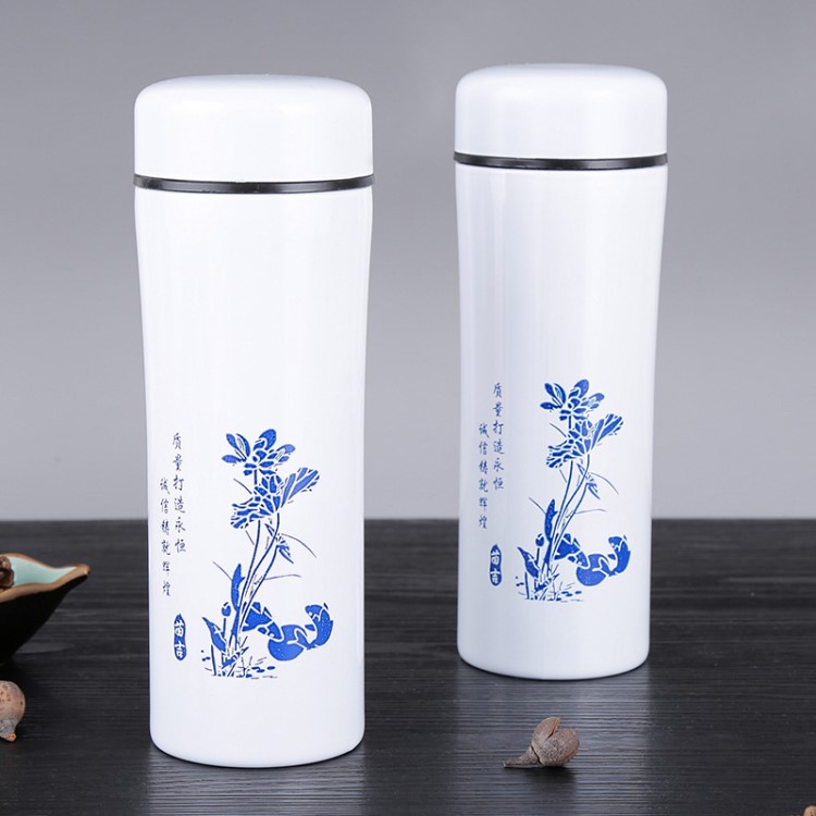 批發(fā)定制 定做 青花瓷保溫杯 陶瓷保溫杯陶瓷杯 杯子 禮品