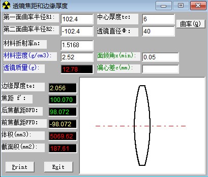 40mm透镜,焦距100 光学玻璃透镜, 光学元件, 光学镜头设计加工