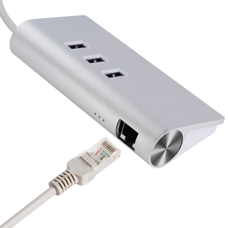 USB3.1 Type-C轉RJ45千兆網卡帶3.0USB HUB有線外置網卡鋁合金3口