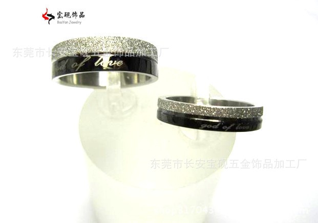 可刻字歐美時尚情侶戒指鈦鋼磨砂男士女士指環(huán)一對生日禮物飾品