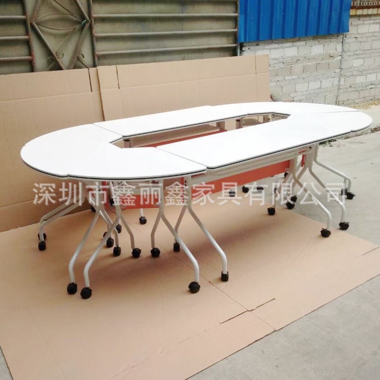 廠家批發(fā)閱覽桌椅 扇形組合圓桌 翻轉(zhuǎn)式電腦桌