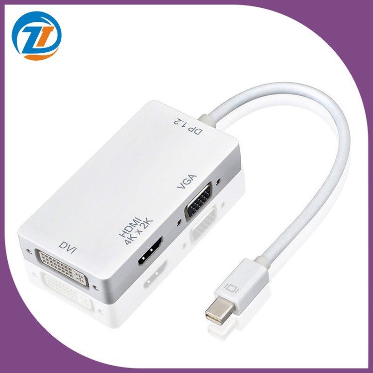 mini DP三合一转接线 支持4K*2K mini dp to vga+dvi+hdmi转换器