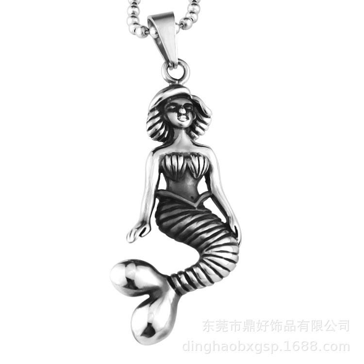 廠家直銷鑄造吊牌 歐美潮流精拋光 美人魚吊牌 男款個性吊墜