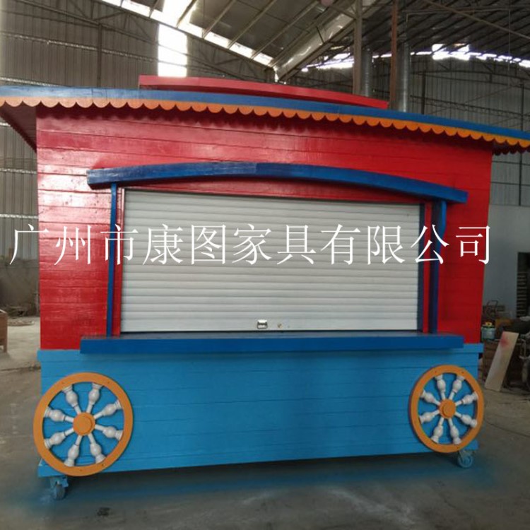 大量生產戶外售貨車 步行街移動木質售貨車 戶外廣場防腐木木屋售