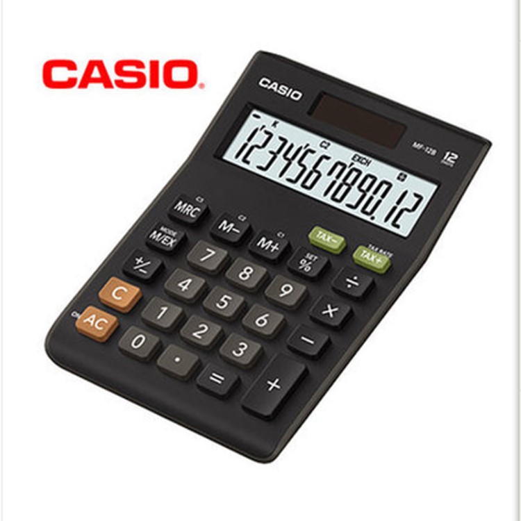 Casio/卡西歐MF-12B計(jì)算器辦公小號(hào)日常商務(wù)財(cái)務(wù)專用計(jì)算機(jī)太陽能