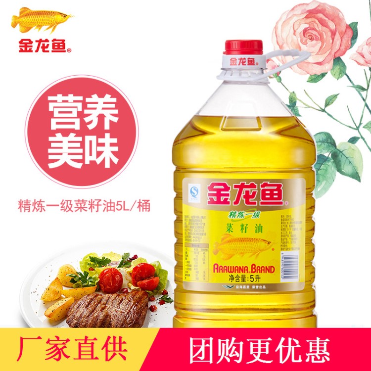 金龍魚 精煉一級菜籽油5L/桶 食用油 菜油香 金龍油食用油