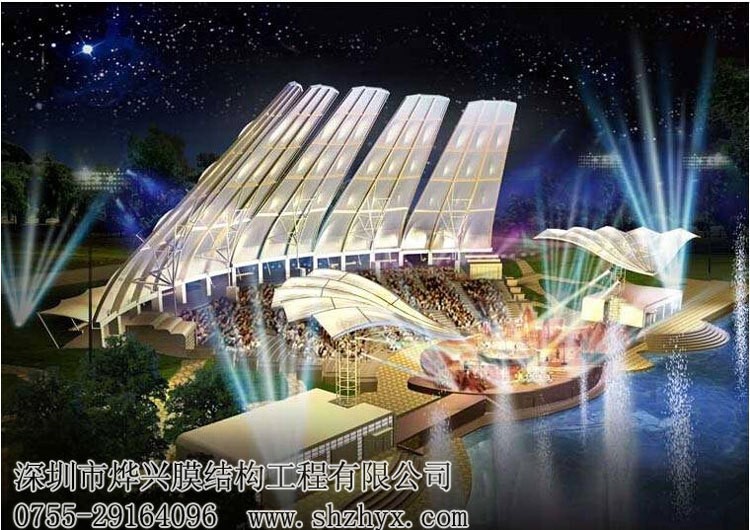 【成都】廣場膜結(jié)構(gòu)舞臺,商業(yè)中心張拉膜看臺  
