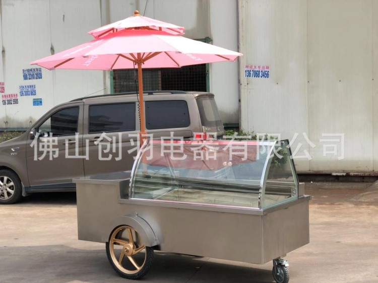 CY-H15雪糕冰棒冰淇淋展示柜 流動(dòng)式花車展示柜 不銹鋼展示柜廠家