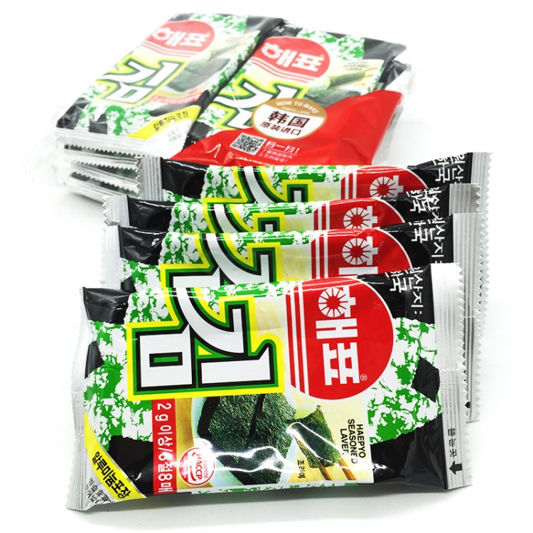 韓國(guó)進(jìn)品食品海牌海飄海苔2G*8韓國(guó)海苔紫菜 壽司專用海苔