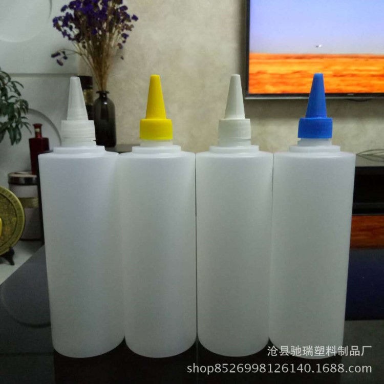 现货500ml 毫升尖嘴塑料瓶 透明软尖嘴瓶500ml 白色挤压胶水瓶