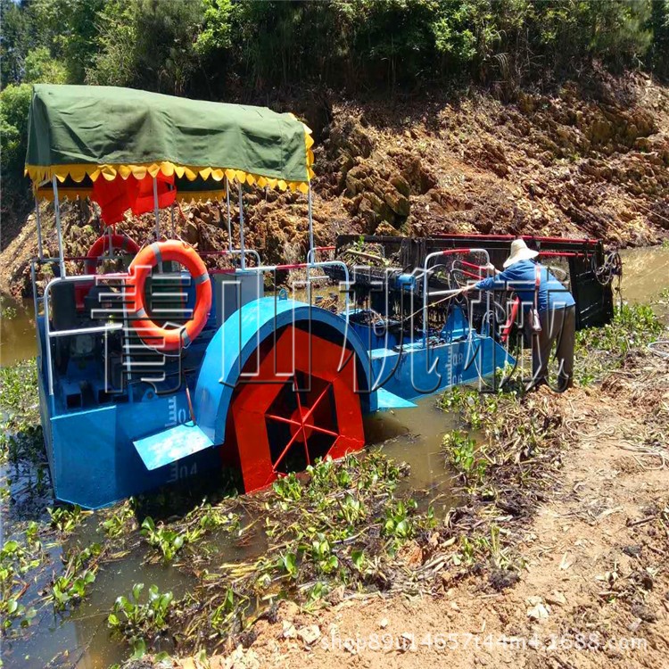 小型湖泊水草清理船 機(jī)械化水草收割設(shè)備 水面垃圾收集清漂船