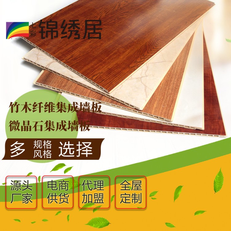 廠家直銷(xiāo)定制竹木纖維墻板全屋整裝護(hù)墻板快裝扣板pvc裝飾材料