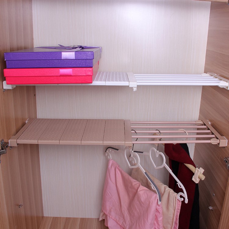 衣柜鞋柜分層伸縮隔板 一件代發宿舍雜物整理收納神器塑料隔板