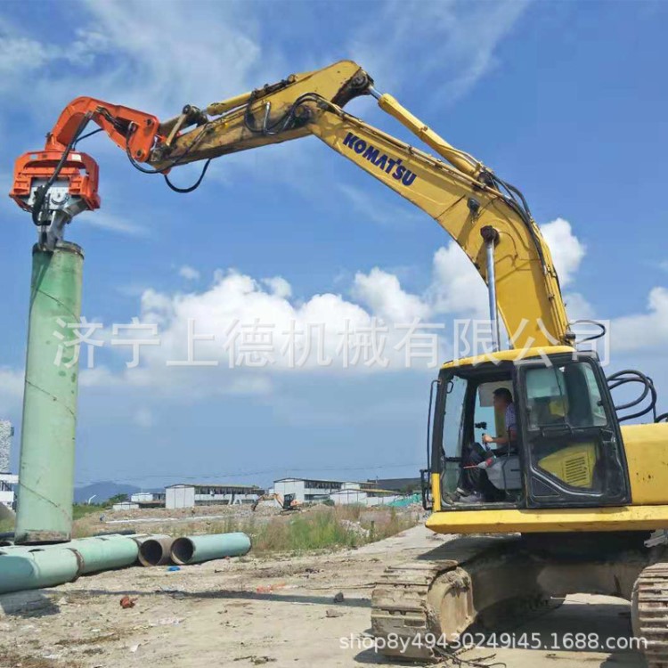 挖掘機(jī)配高頻打樁錘 水泥樁打樁機(jī) 電線(xiàn)桿打樁機(jī)