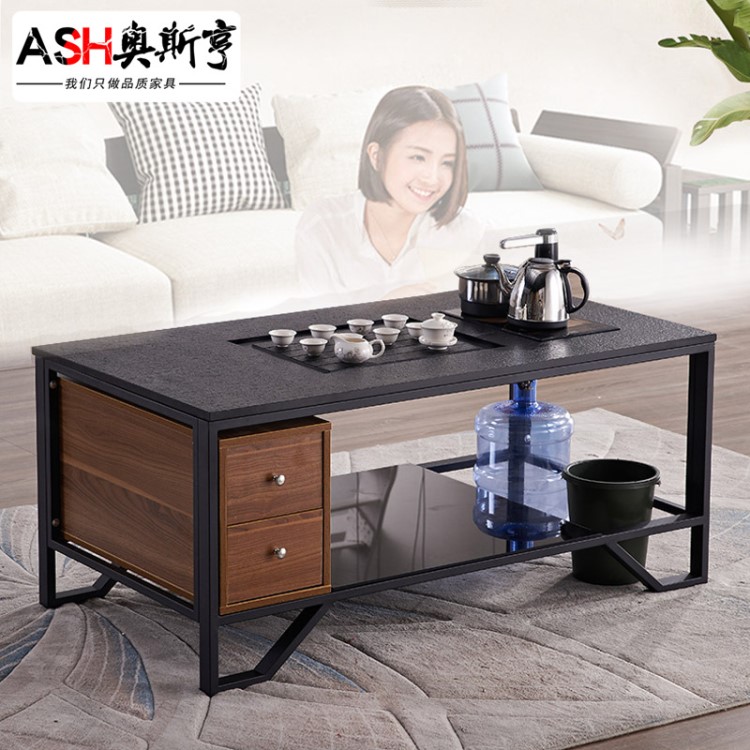火燒石功夫茶幾辦公室沙發(fā)組合鋼化玻璃創(chuàng)意喝茶桌泡茶茶桌 茶臺(tái)