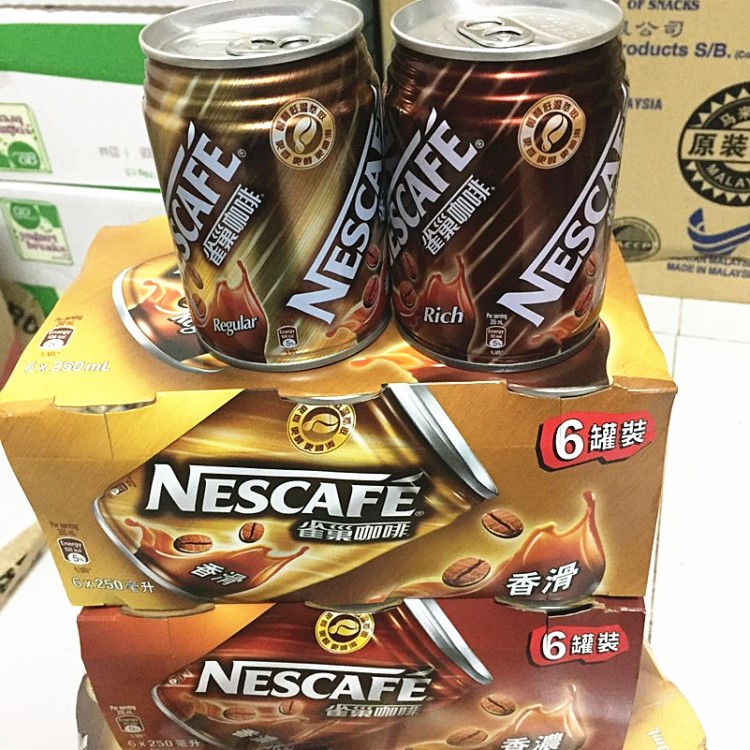 香港Nescafe雀巢咖啡 香滑/香浓250ml*24罐装 即饮咖啡