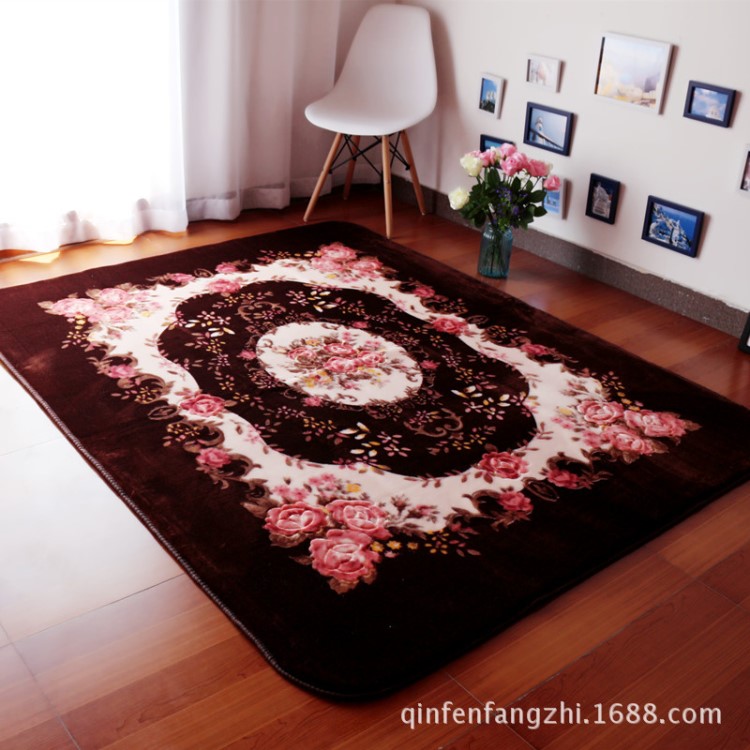 薔薇花地毯客廳歐式茶幾防滑 臥室滿鋪沙發(fā)前現(xiàn)代簡(jiǎn)約地墊 可機(jī)洗