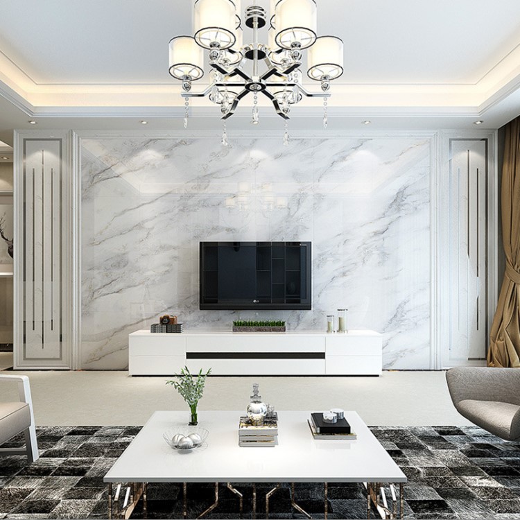 厂家直销人造大理石线条通体石材欧式简约客厅罗马柱电视背景墙